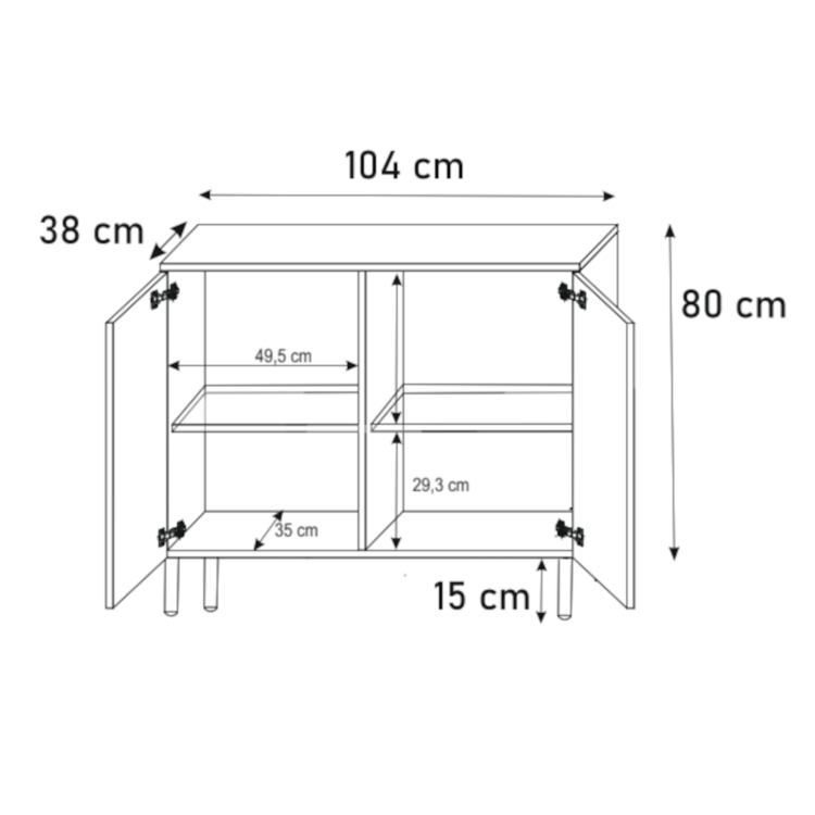 Komoda AUREA 104 WYMIARY