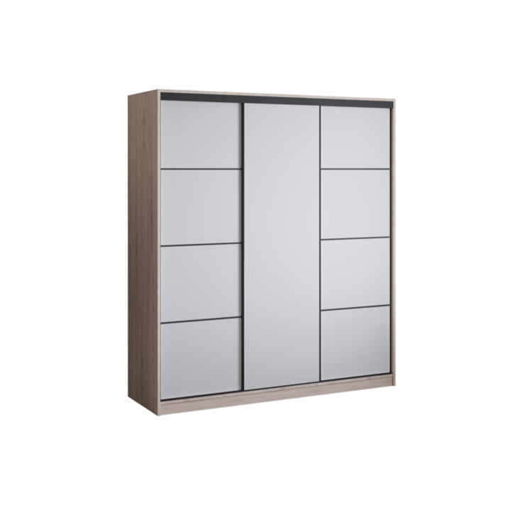 Szafa PRIIIMO III 180 - Sonoma + Biały - bez lustra