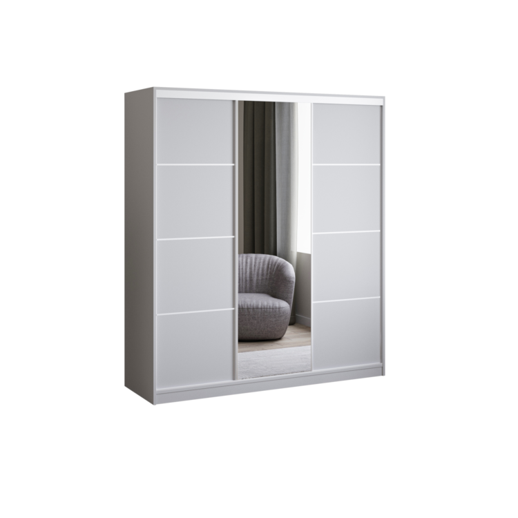 Szafa PRIIMO II 180 - Biały + Biały - lustro