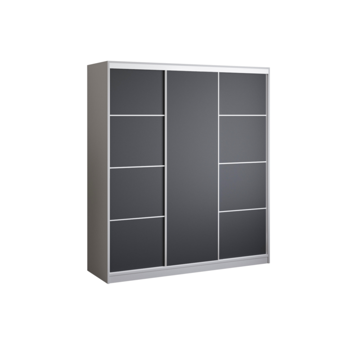 Szafa PRIIMO II 180 - Biały + Czarny - bez lustra