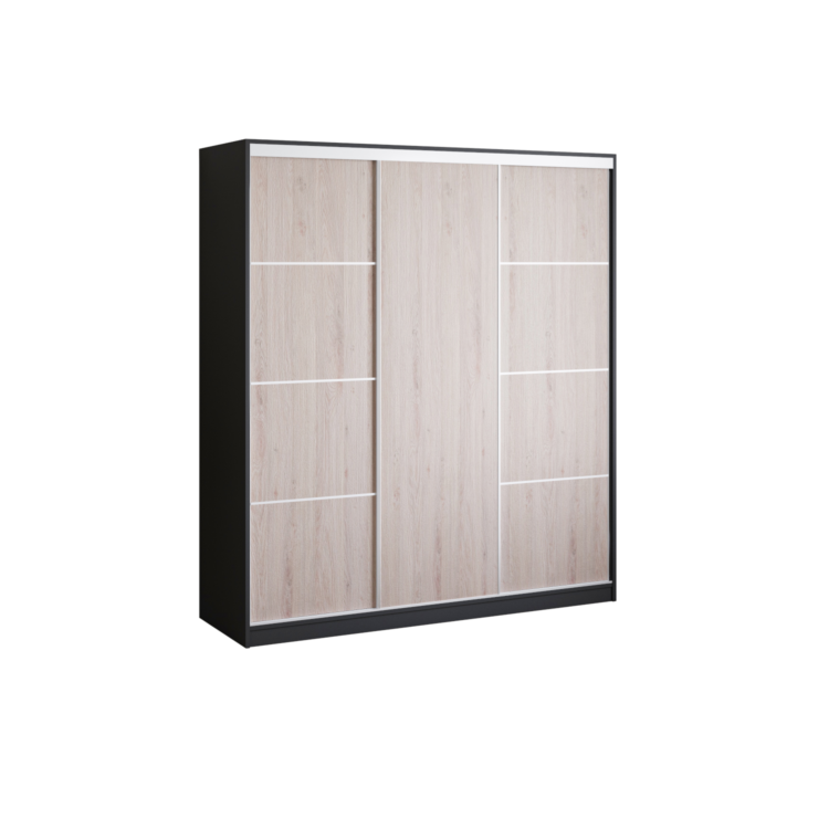 Szafa PRIIMO II 180 - Czarny + Sonoma - bez lustra