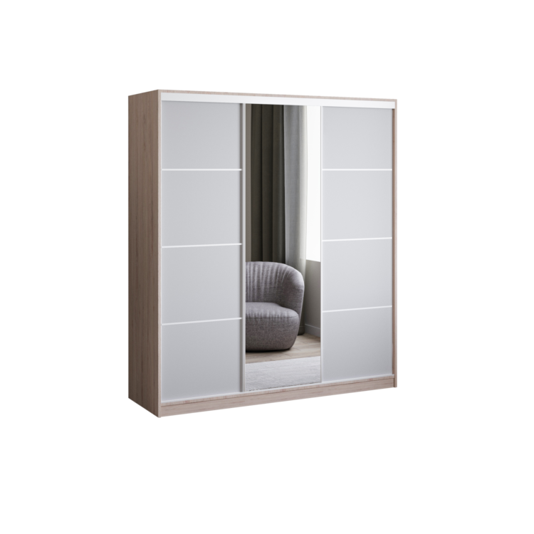 Szafa PRIIMO II 180 - Sonoma+ Biały - lustro