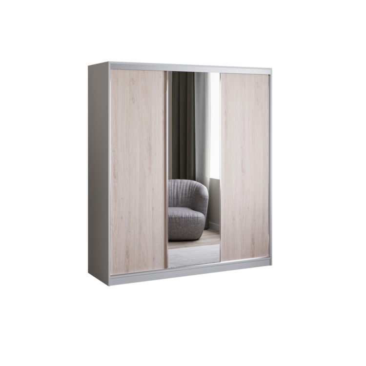 Szafa PRIMO I 180 - Biały + Sonoma - lustro