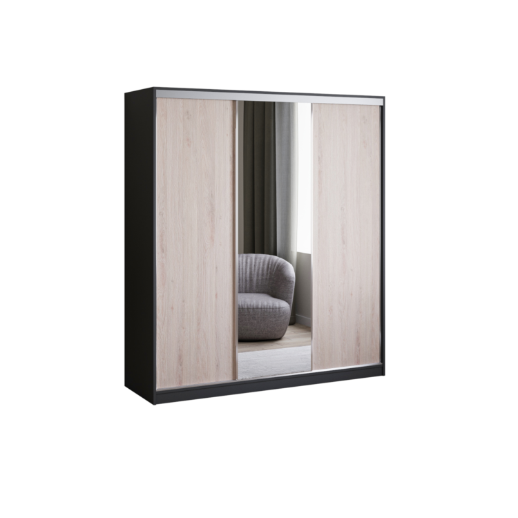 Szafa PRIMO I 180 - Czarny + Sonoma - lustro