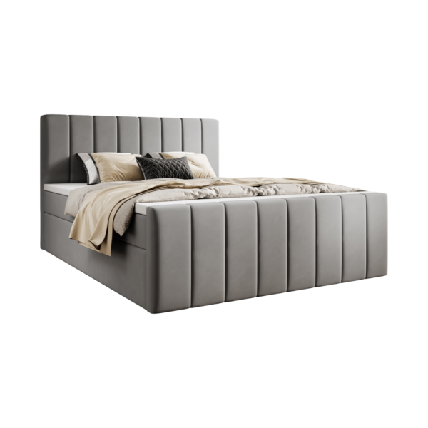 Łóżko Kontynentalne LUSANO z zanóżkiem - Szary (Magic Velvet 2240)