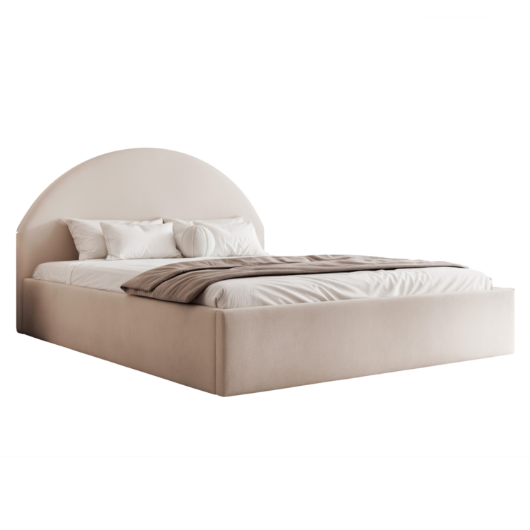 Łóżko Tapicerowane AMARIO - Beżowy (Dream Velvet 202.03)
