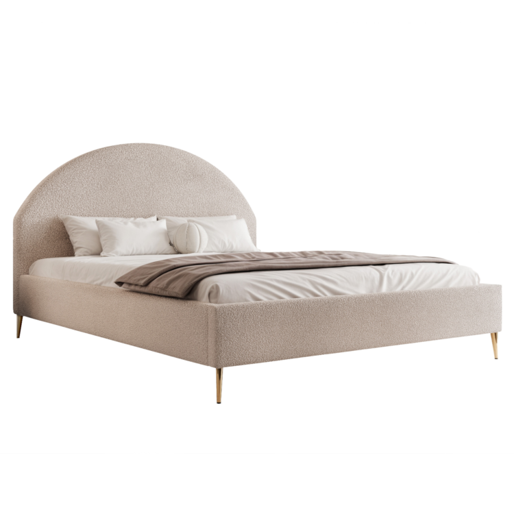 Łóżko Tapicerowane AMARIO z nóżkami - Beż (Quelle 05)