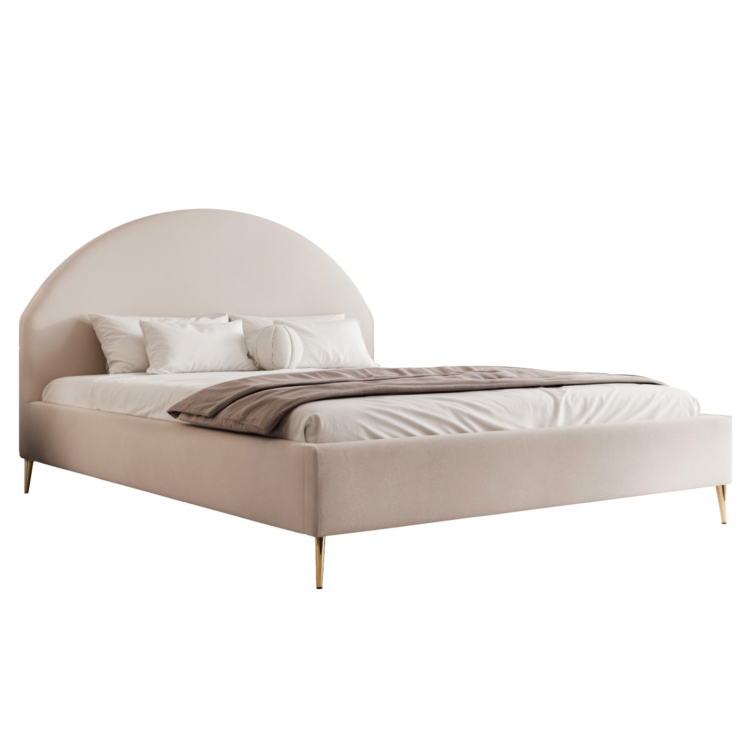 Łóżko Tapicerowane AMARIO z nóżkami - Beżowy (Dream Velvet 202.03)