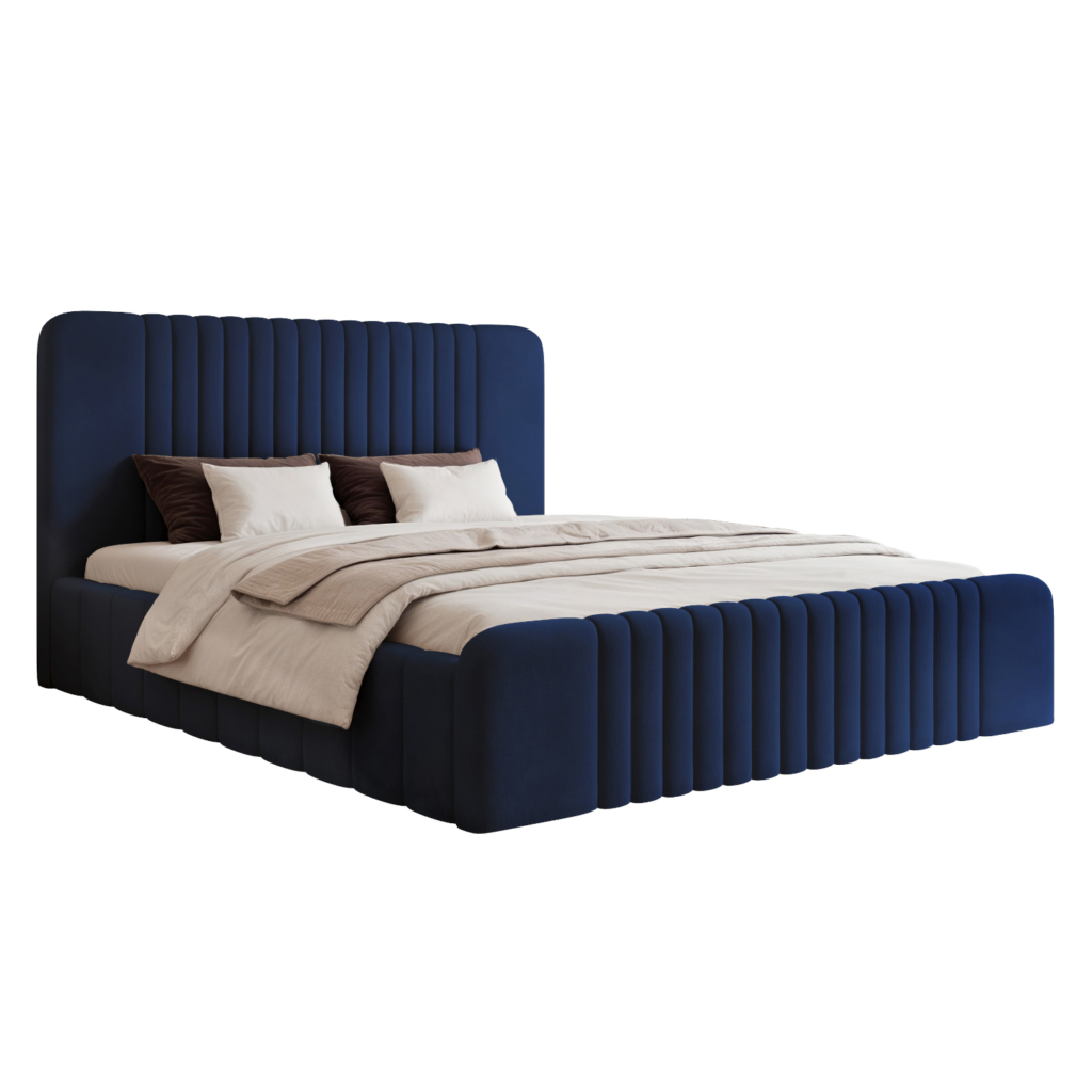 Łóżko Tapicerowane CARMELI - Granatowy (Dream velvet 202.24)
