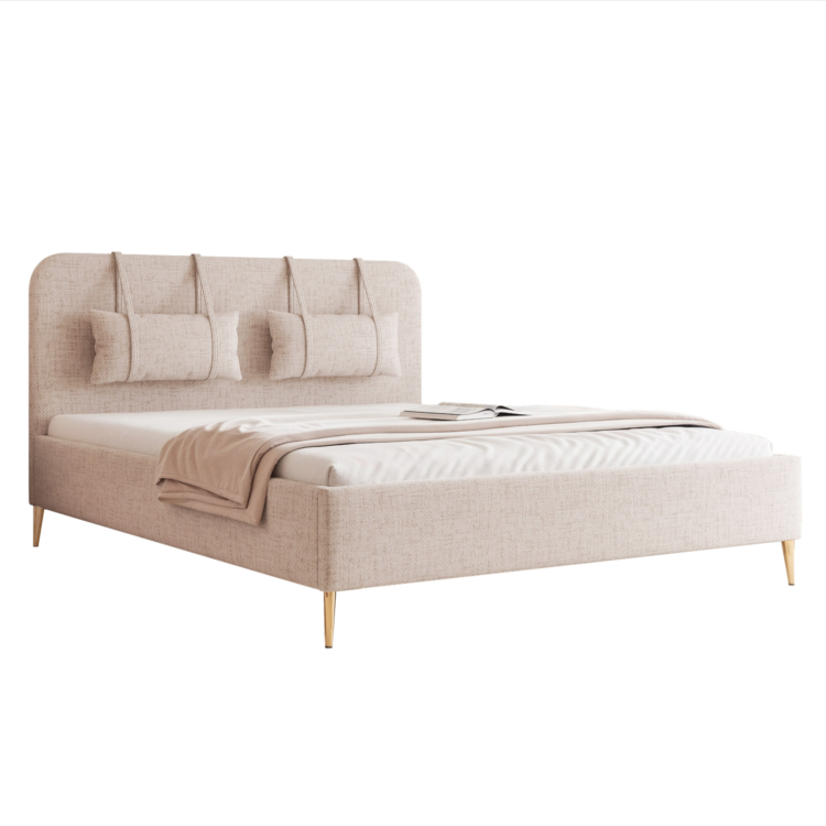 Łóżko Tapicerowane MIRENO z nóżkami - Beż (Aztec 24)