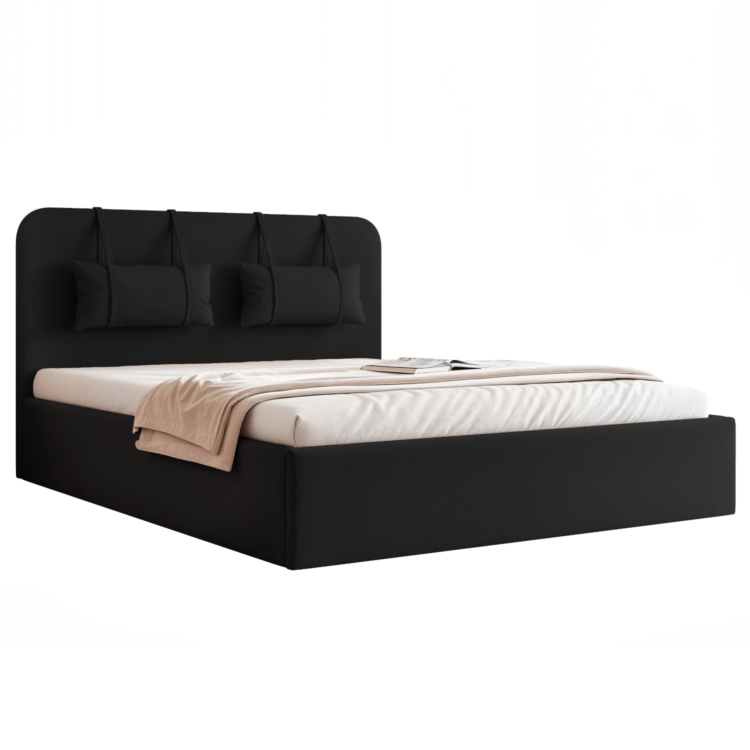 Łóżko Tapicerowane MIRENO - Czarny (Dream velvet 202.12)