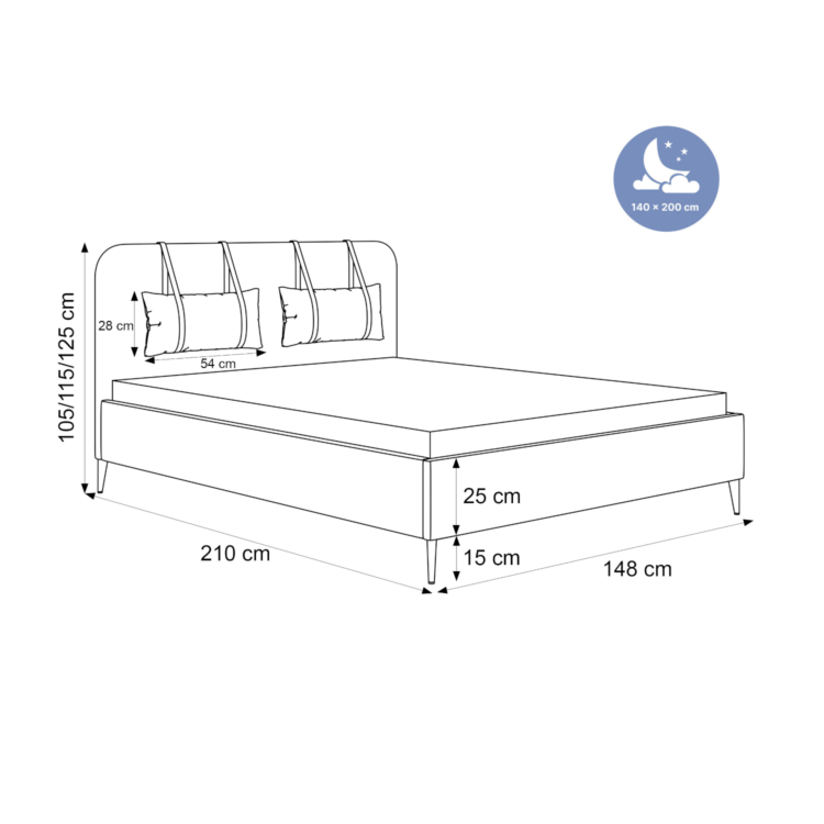 Łóżko Tapicerowane MIRENO z nóżkami 140