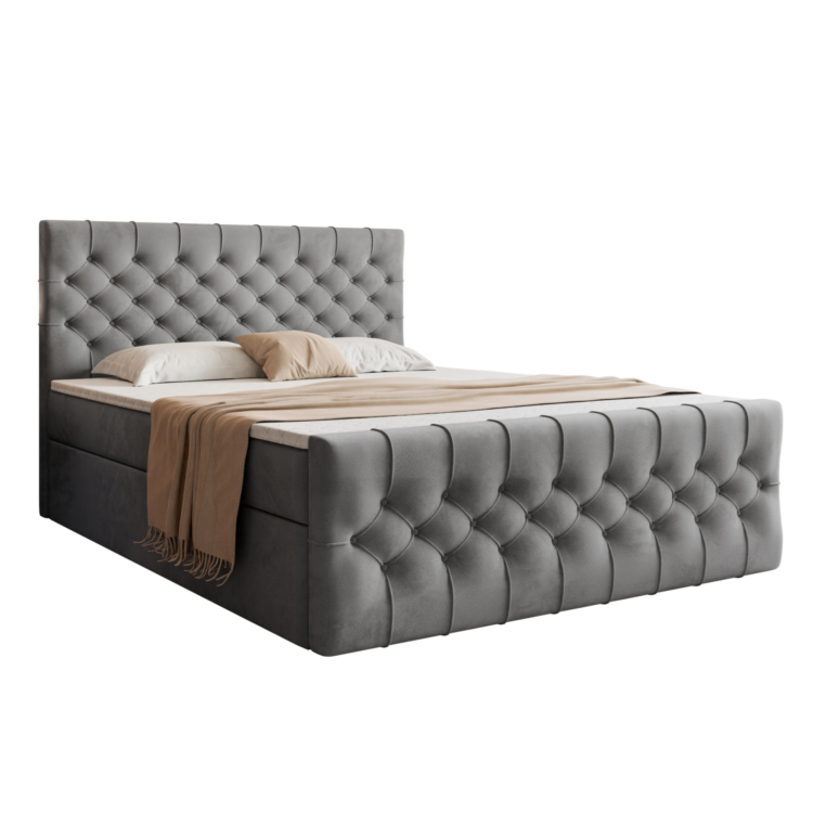 Łóżko kontynentalne BELVIA - Popiel (Matt Velvet 85)